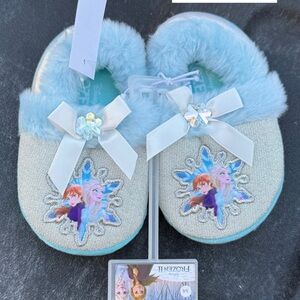 Disney Frozen Glittery Blue and White Kids Slippers